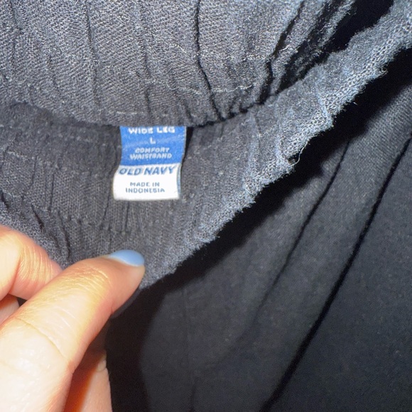 Linen-Blend Black Wide-Leg Pants - Picture 5 of 5